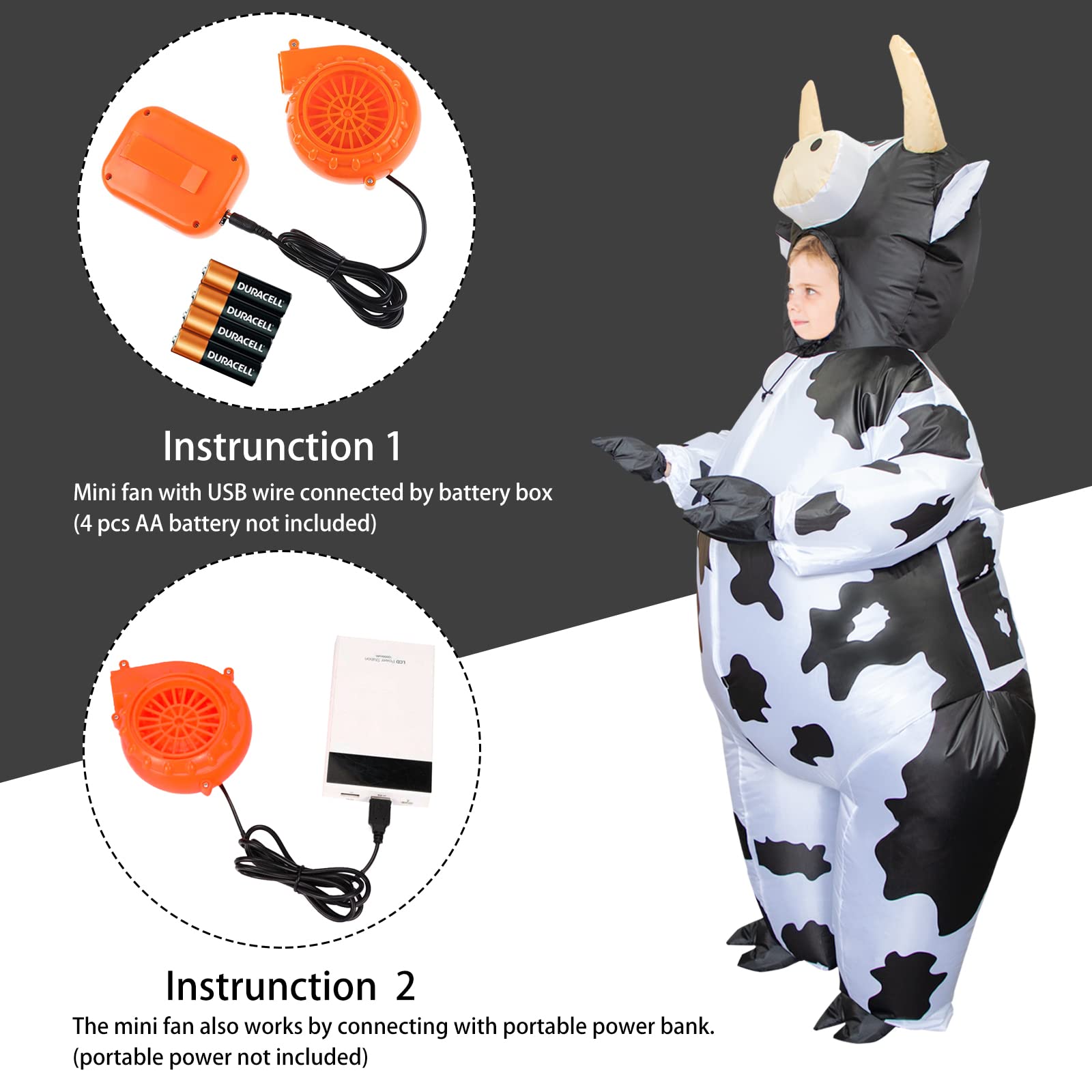 Stegosaurus Inflatable Cow Costume Kids, Boys Halloween Costume Blow Up Costumes for Kid Funny Cow Suit for Cosplay Party