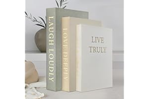 YKANYN Aesthetic Decorative Books, Set of 3 Linen Fake Book Boxes, Faux Book Decor for Coffee Table, Bookshelf, Entryway Tables
