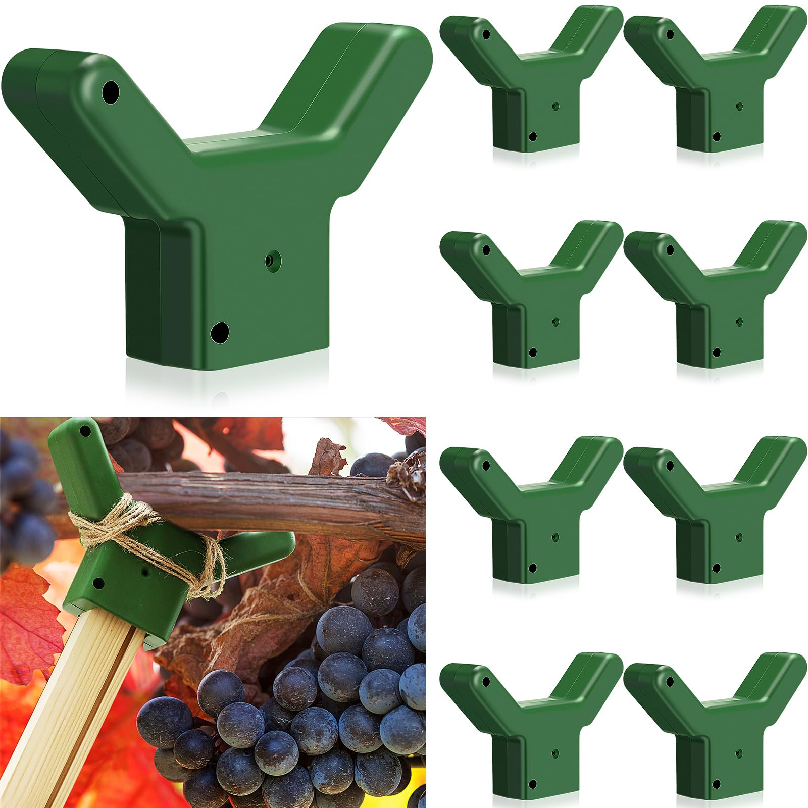 Photo 1 of Yungyan 8 Pcs Tree Support, Plastic Fruit Tree Branch Support Device Tree Brace Prevent Them from Breaking for Vineyards Ornamental Gardens Orchards Fits on Standard 1.57 x 1.57 Inch Lumber (Green)