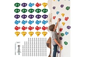 SREHRLY 30 PCS Large Rock Climbing Holds for Kids,Adult Rock Wall Holds Large Climbing Rock Wall Grips for Indoor and Outdoor Playground Play Set with Hardware