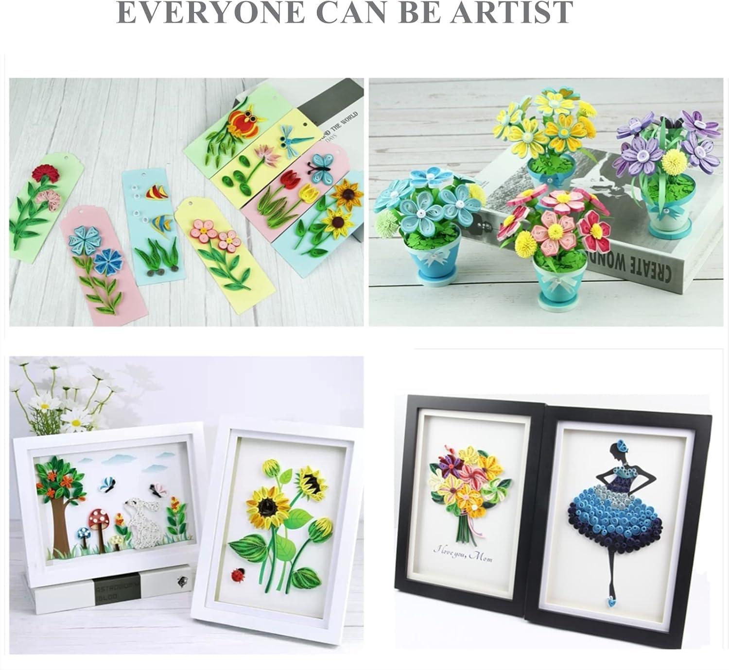 YURROAD Quilling Paper Set for Beginners with 36 Colors 900 Strips 3MM Quilling Papers Quilling Template Board Quilling Comb Quilling Curling Coach Quilling Slotted Pen