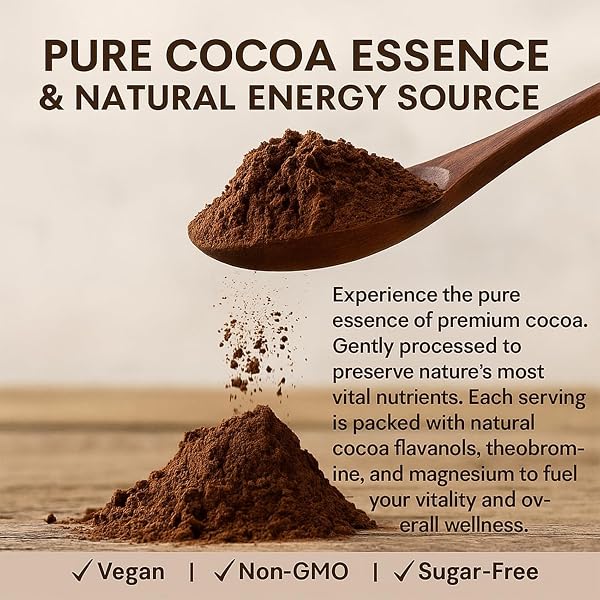 HIGH-FLAVANOL COCOA POWDER SUPPLEMENT –RICH IN NATURAL COCOA FLAVONOIDS & EPICATECHIN BLEND, VEGAN, NON-GMO, NO SUGAR ADDED, SUPPORTS DAILY VITALITY, 7.05 OZ