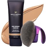 Westmore Beauty Body Coverage Perfector &amp; Brush - Waterproof Leg Makeup- 1C | Blend &amp; Blur body brush, water resistant leg &amp; body makeup, tattoo cover up makeup, Cool Radiance, 6.8 oz