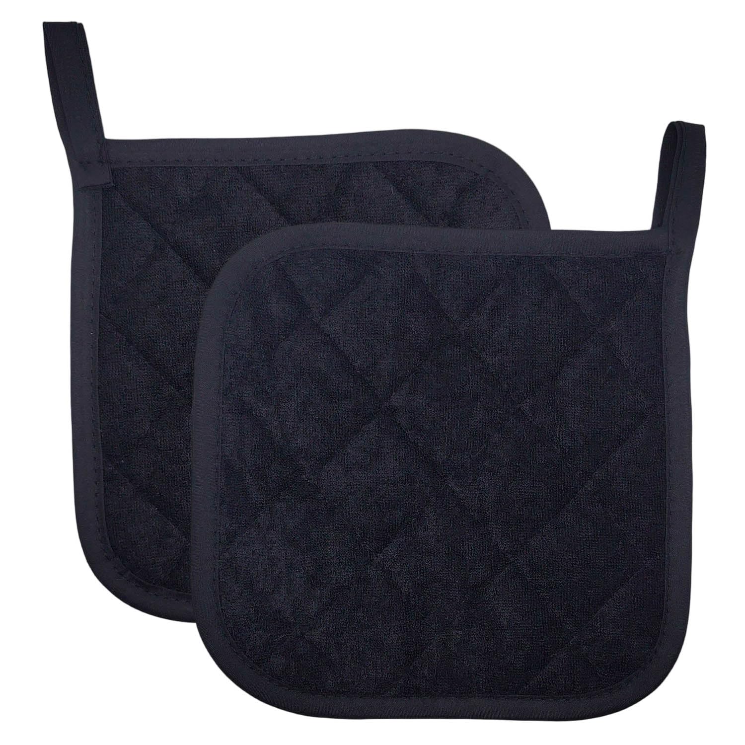 Photo 1 of 2pcs Cotton Heat Resistant Mat Pads for Baking Cooking Oven 6.7in Basic Square Pot Holder Multipurpose Quilted Liner Little Trivet Cloth Potholder for Kitchen Warming Buffets Party (Black)