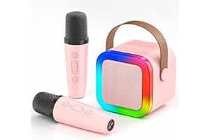LZYOC Mini Karaoke Machine for Kids,Portable Bluetooth Speaker with 2 Wireless Microphones,Toddler Music Player Toys,Easter Birthday Gifts for 3,4,5,6,7,8,9,10,11,12+Years Old Girls Boys (Pink)