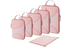 BAGSMART Compression Packing Cubes - 6 Set Travel Packing Cubes for Suitcases, Compression Suitcase Organizers with Shoe Bag