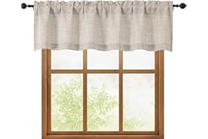 OWENIE Linen Valances for Windows 1 Pcs, Light Filtering Textured Farmhouse Short Small Valance Curtains for Bathroom Basement Living Room Bedroom, Rod Pocket Half Curtains Over Sink, 60Wx14L Inch