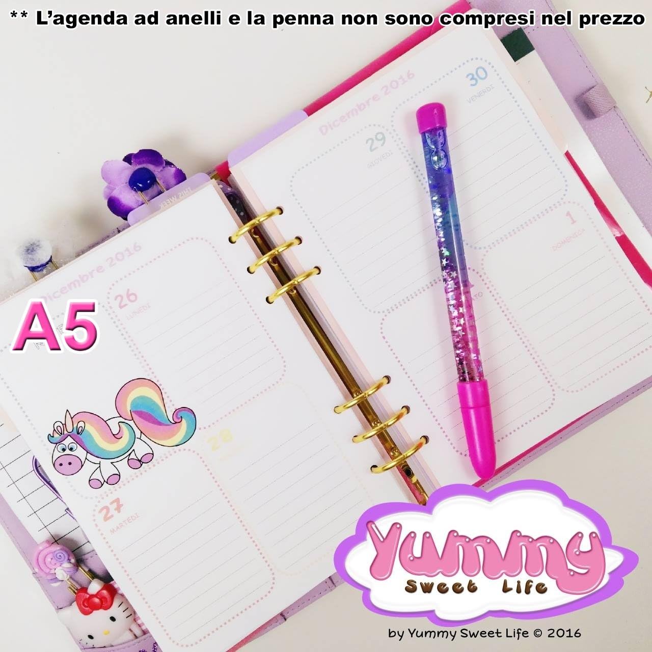 A5 - INSERTS handmade for planners week on 2 pages Rainbow the unicorn