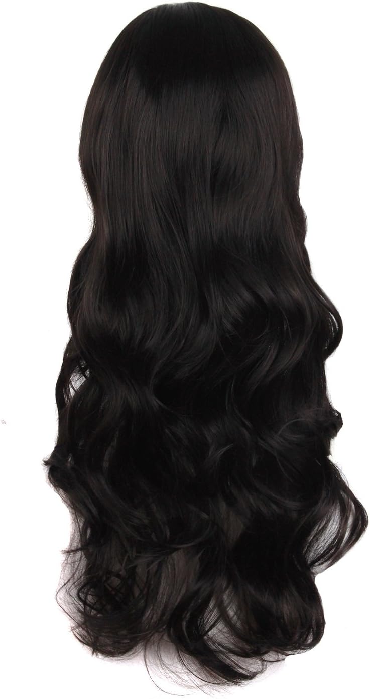MapofBeauty 28 Inch/ 70 cm Charming Synthetic Fiber Long Wavy Hair Wig Women Party Full Wig (Black), 28 inch (Pack of 1) - Image 3