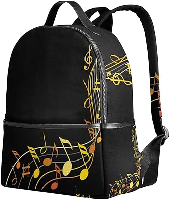 Amazon ユサキ Usaki リュック 音符 ブラック おしゃれ 軽量 大容量 リュックサック 男女兼用 通学 通勤 旅行 遠足 多機能 Usaki ユサキ レディース