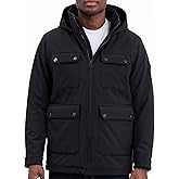 Michael Kors mens Four Pocket Softshell Field Jacket With Faux Sherpa Lining, Wind and Water Resistant
