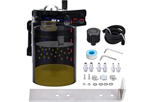 SPEEDWOW Universal Oil Catch Can Kit with low micron bronze filter & larger removable baffle,Oil Capture Tank Air Tank with 3/8" Fuel Line, 300ml(Black)
