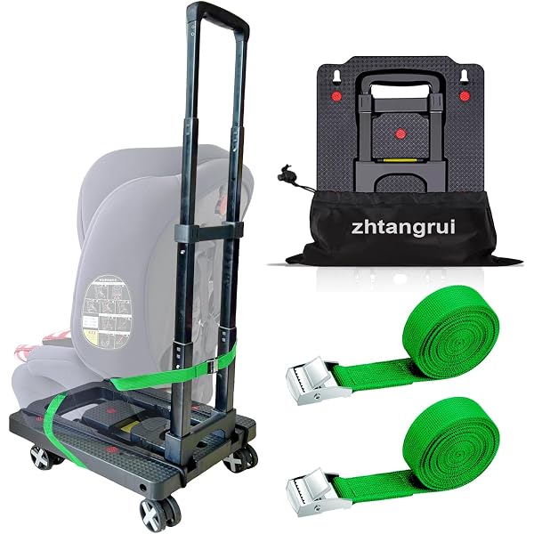 Folding Dolly 4-Wheel Car Seat Travel Cart For Airports - Foldable Stroller  Base For Child Car Seats 4 Wheel Foldable Carseat Stroller For Airport  Travel