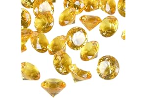 Acrylic Diamond Fake Gems Vase Filler, Babenest 240pcs 3/4 Inch Faux Diamonds Crystals Jewels for Table Scatters Wedding Party Event Arts & Crafts Birthday Decoration Favor (Gold)