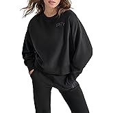 DKNY womens Varsity Embroidered Logo Crewneck Sweatshirt