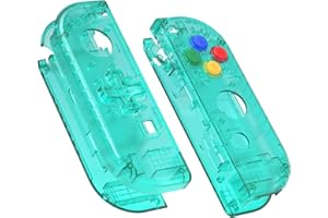 eXtremeRate Emerald Green Joycon Handheld Controller Housing (D-Pad Version) with Colorful Buttons, DIY Replacement Shell Cas