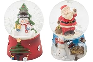 Napco Imports Snowman and Santa Claus 2 Inch Mini Glass Christmas Water Globes Assorted Set of 2