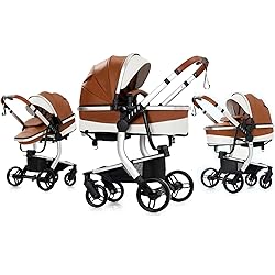 Aveainelle PU Leather 2 in 1 Baby Stroller with
