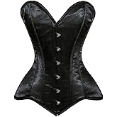 Daisy Corsets Womens Black Satin Overbust Corset Waist Cincher Bustier & Plus Size