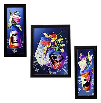 Indianara Wooden Framed Wall Hanging Art Prints Paintings - Set of 3 (Multicolour)