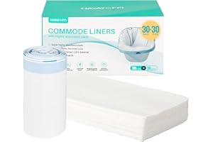 HayaYoffi 30 Pack Commode Liners with Absorbent Pads, 30 Bedside Commode Liners and 30 Commode Pads, Portable & Leak-Proof Potty Chair Liners | Universal Fit