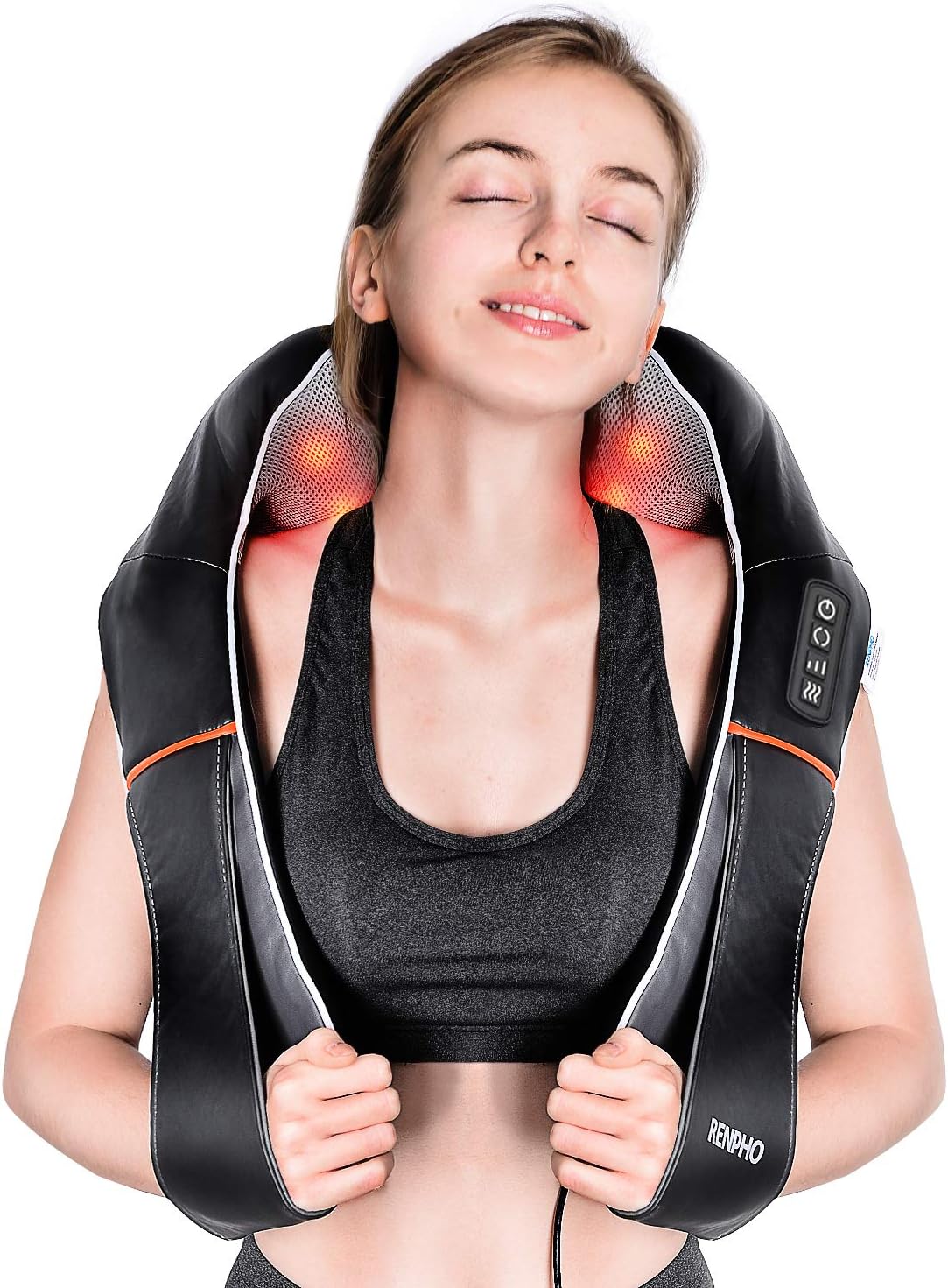 RENPHO Shiatsu Neck and Shoulder Back Massager with Heat, Electric Vibration Deep Tissue 3D Kneading Massage Pillow for Relief on Waist, Leg, Calf, Foot, Arm, Belly, Full Body, Muscles: Health & Personal Care