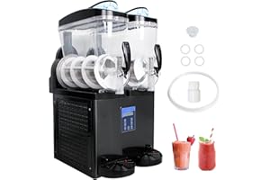 FSKEKU Commercial Slushy Machine, 30L (Dual 15L Tanks), Stainless Steel - Margarita Frozen Drink/Maker for Restaurants, Bars, Cafes