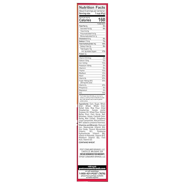 HONEY BUNCHES OF OATS STRAWBERRY, HEART HEALTHY, LOW FAT, MADE WITH WHOLE GRAIN CEREAL, 11 OUNCE