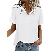Zeagoo Women Blouses Short Sleeve Button Down Shirts Business Casual Dressy Work Tops Summer Spring Clothes