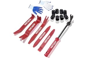 Auto Trim Removal Tool Set, Wetado 16 Pcs Auto Car Trim Tool Kit Plastic Pry Tool Kit for Car, Clip, Audio, Dashboards, Door Panel Window Molding Fastener Remover Tool Kit