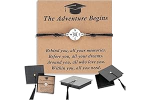 Graduation Commemorative Bracelet 2026, Compass Bracelet for Women Men, Adjustable Graduation Gift with Cap Gift Box, Inspira