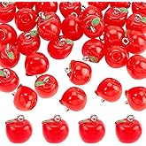 CHGCRAFT 30Pcs Resin Red Apple Fruit Charms with Platinum Tone Iron Loops for DIY Necklaces Bracelets Jewelry Making Accessories