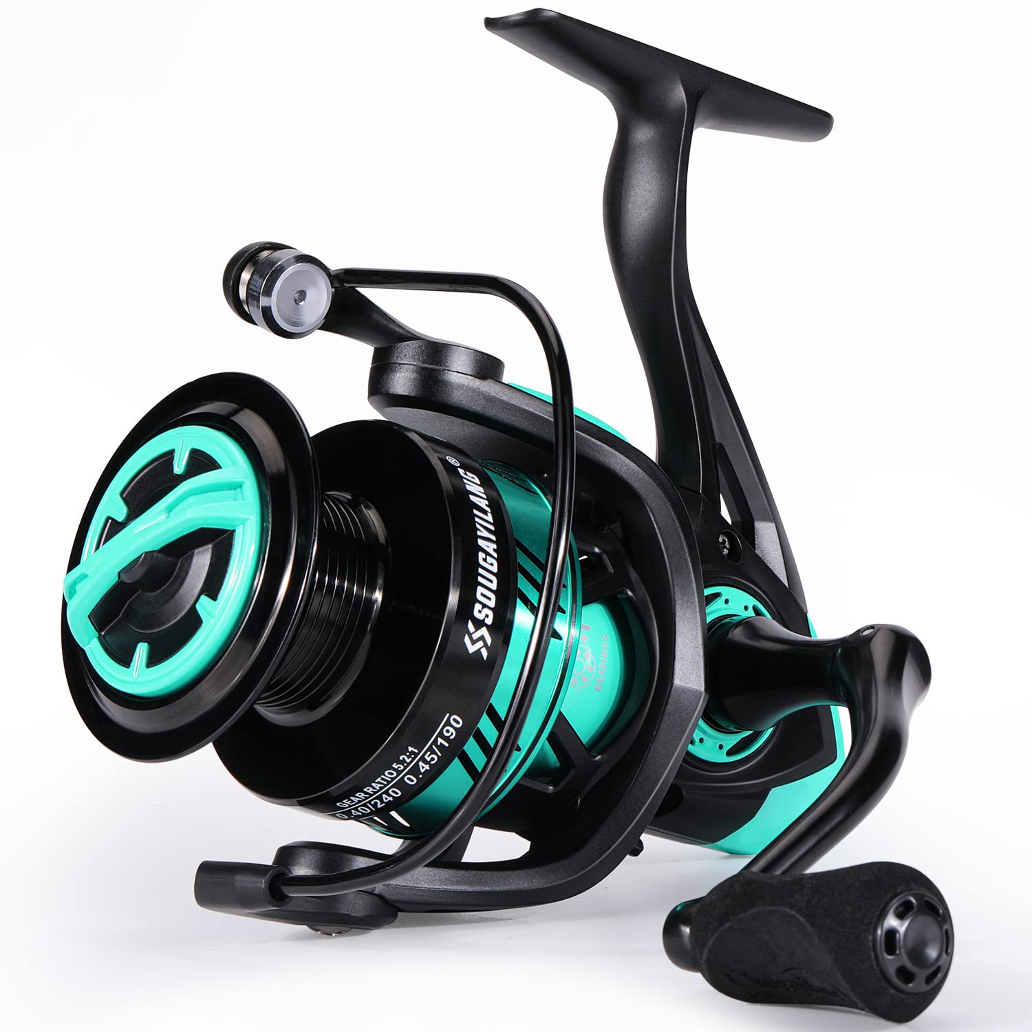 Sougayilang SL Spinning Reel 5.2:1 High Speed Metal Spool Powerful Spinning Fishing Reels Carp Fishing Pike Carbon Fiber Drag Max 25LB Fishing Reel-G40