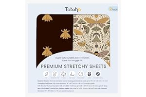 TotAha Premium Soft Pack n Play Sheets, Super Stretchy Jersey Knit Mini Crib Sheets Fitted, Silky Comfort Graco Pack and Play Mattress Sheets, 2 Pack