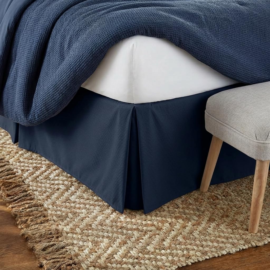 Linen Market Bed Skirt - Ultra Soft Microfiber - Easy Fit with 14 Inch Tailored Drop - Hotel Quality, Shrinkage & Fade Resistant - Bed Cover - King Bed Set - Bedroom Décor - (King, Navy)