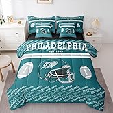 Feelyou American Football Comforter Set with Sheets 7 Piece Twin Size Philadelphia Bed in a Bag Kids Boys Girls Football City Gift Bedding Set Bedroom Decor Breathable Soft Microfiber