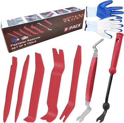 Wetado 9 pcs Auto Trim Removal Tool Kit Blue Plastic Metal Tools
