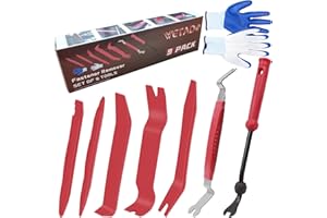 Wetado Trim Removal Tool Kit, Car Door Audio Panel Trim Removal Set Car Upholstery Repair Kit, Fastener Terminal Remover Tool Adhesive Cable Clips Pry Kit Auto Clip Pliers 9PCS (Red)