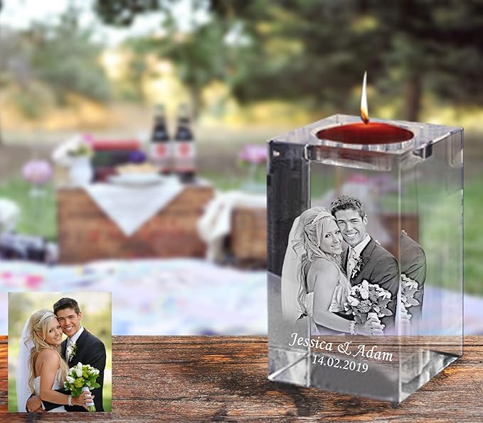 Personalized Laser Engraved Glass Candle Holder, Custom Etched Memorial