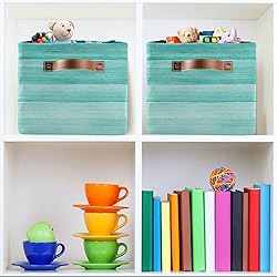 Teal Turquoise Green Wood Storage Basket Teal