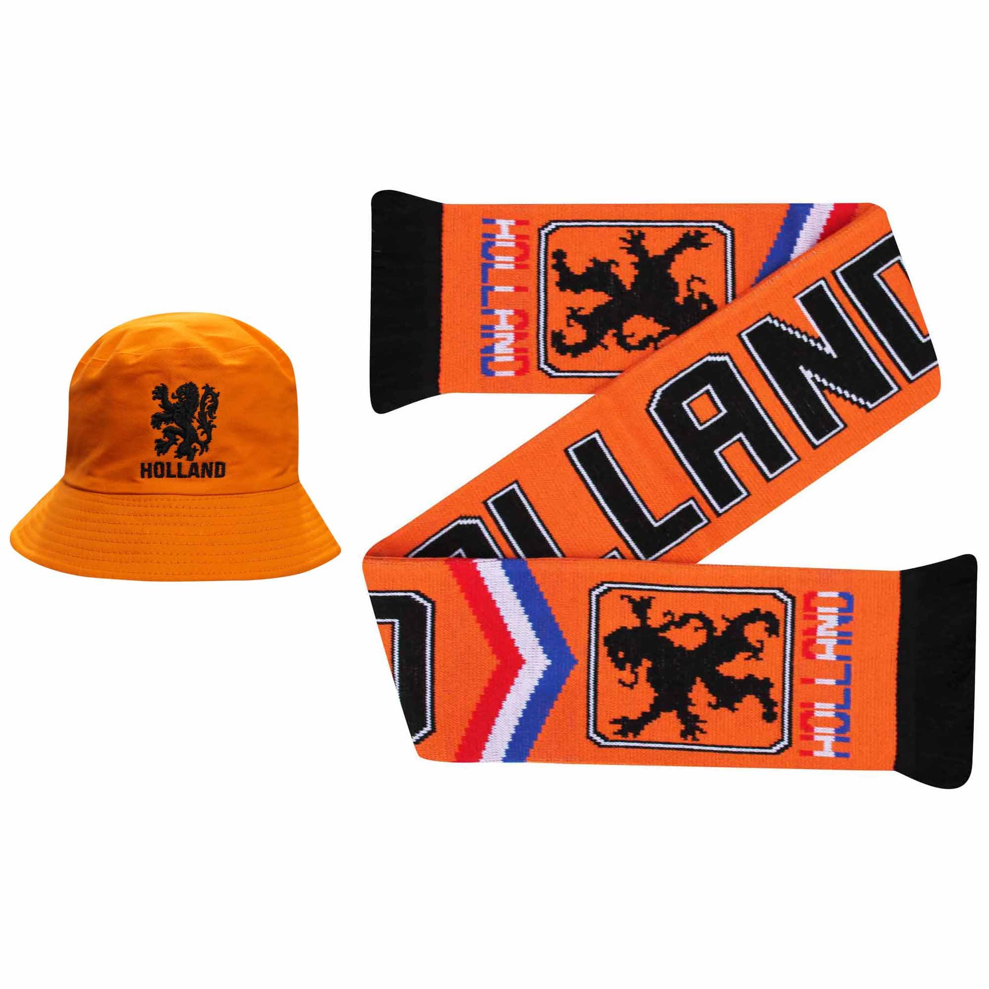 GIFTS 4 ALL Holland Fans Bucket Hat & Scarf Gift Set, Holland Fans Sun Hat, Netherlands Football & Sports Fans Scarf, Holland Football & Sports Bucket Hat, Holland Euros Football Scarf