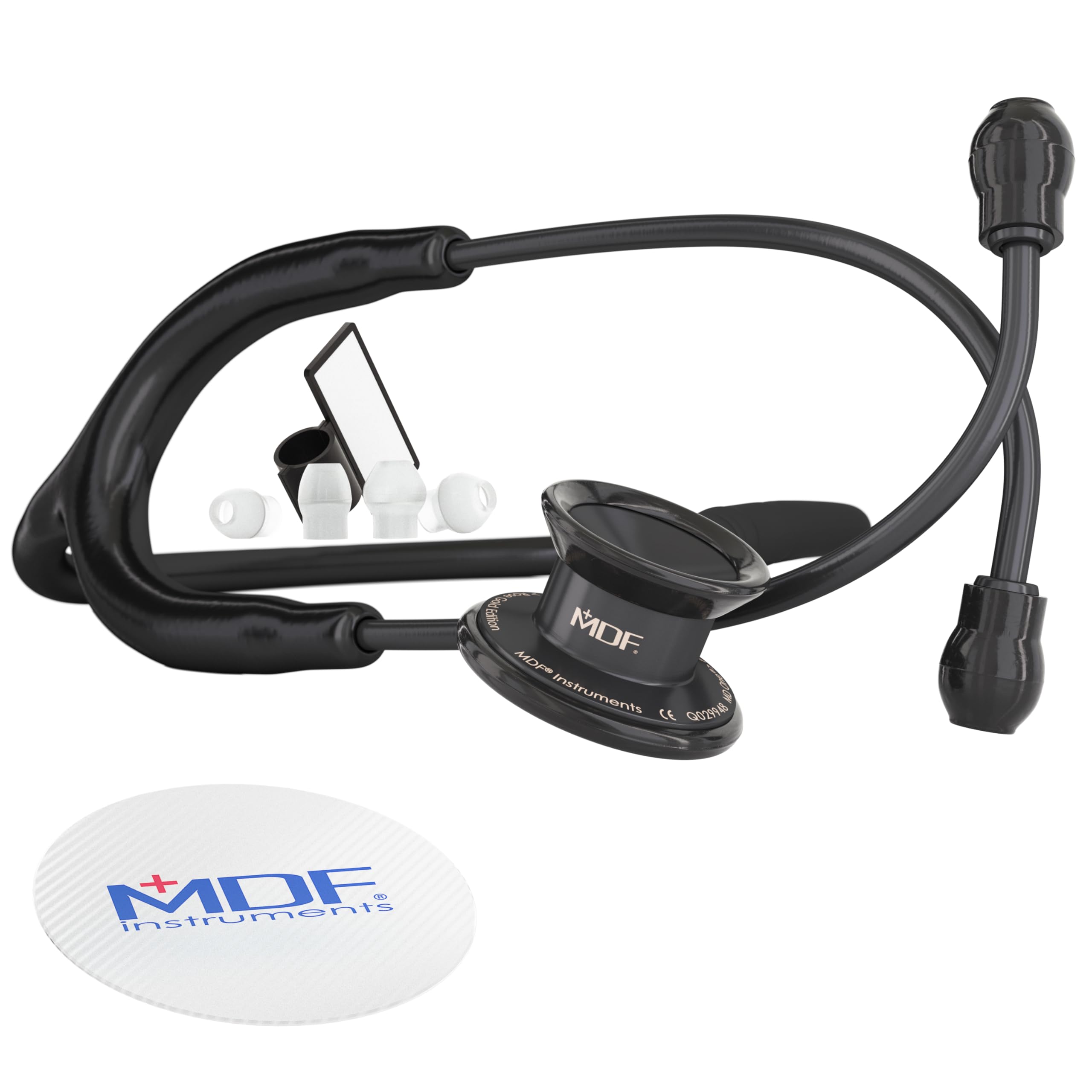 MDF Instruments, MD One Stainless Steel Premium Dual Head Pediatric Stethoscope, Black Tube, Black Chestpieces-Headset, MDF777CBO