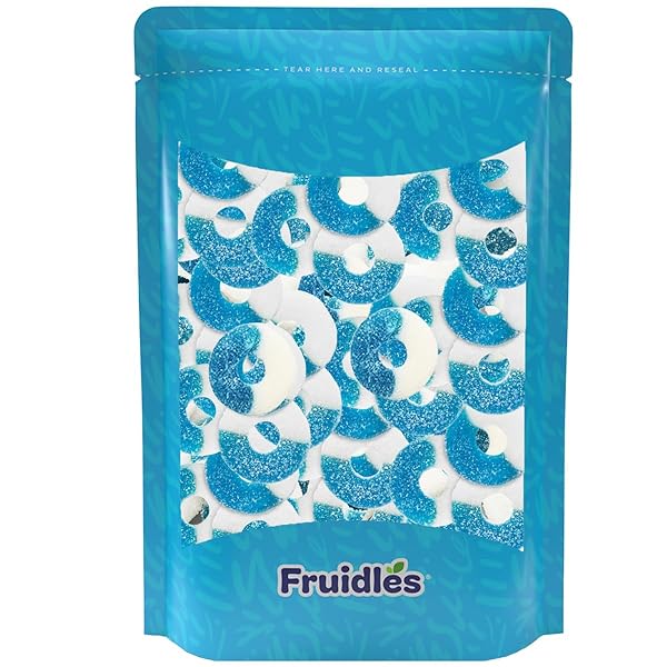 BLUE RASPBERRY GUMMY RINGS CANDY, ASSORTED FRUIT FLAVORS GUMMIES, ALLERGY FRIENDLY, NON-GMO, NO ARTIFICIAL SWEETENERS GUMMY (8OZ BAG)