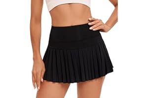 Yknktstc Women Pleated Tennis Skirt with Shorts High Waist Golf Skort Athletic Mini Skirt with Pockets