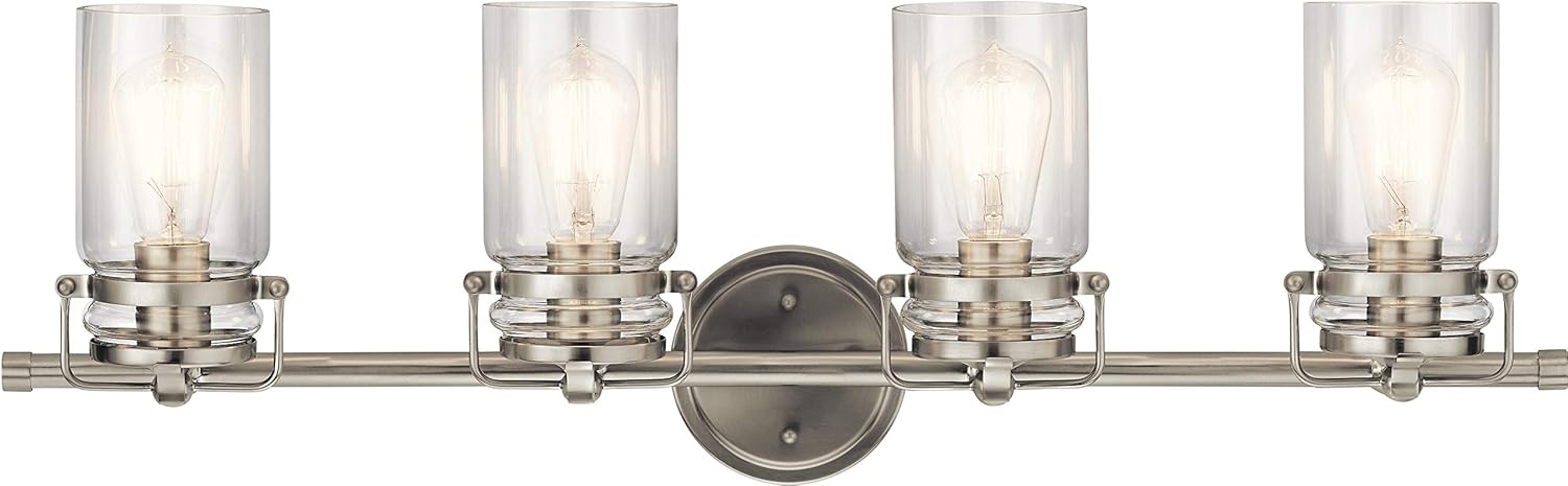 Kichler 45690NI Brinley Vanity, 4-Light 300 Total Watts, Brushed Nickel - - 