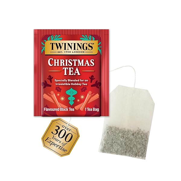 TWININGS CHRISTMAS BLACK TEA INDIVIDUALLY WRAPPED BAGS, 20 COUNT (PACK OF 1), AROMATIC CINNAMON & CLOVE, CAFFEINATED, ENJOY HOT OR ICED, 20 TEABAGS