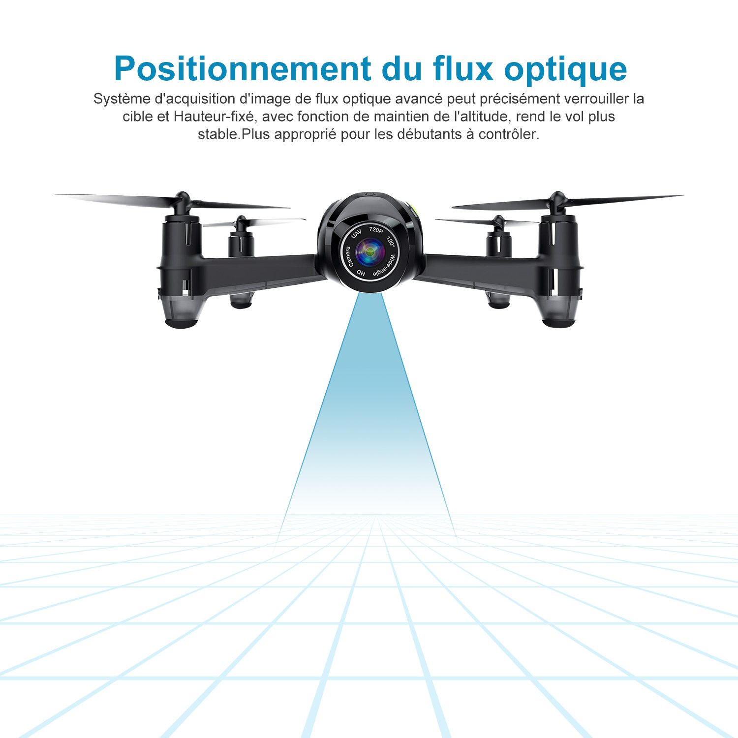 Potensic Drone avec caméra HD, U36W RC Avion 720P caméra, Mode sans Tête, Mode de Restez-Altitude, Fantastiqu Super Grand Angle à 120 degrés Cadeau de la fête(U36)