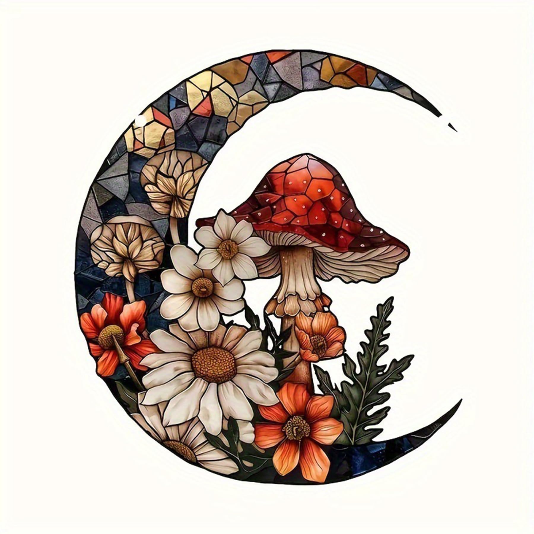 Mushroom Decor - Sun And Moon, Toadstool Decorations, Mushroom Christmas Decorations,Mushroom Acrylic Special-shaped Hanging Ornaments Room Garden Decor,Hanging Stars And Moon,Garden Art Mushrooms