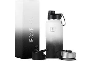 IRON °FLASK Camping & Hiking Hydration Flask with Spout, Wide Mouth Insulated Stainless Steel Sports Water Bottle - 32 oz Day & Night