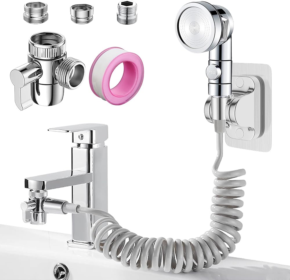 Roscid Sink Faucet Sprayer Attachment Set with 9.8ft Hose and Adapters